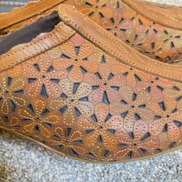 Pikolinos Ramona Mules Women 10 EU 40 Brown Leather Floral Slip On Boho Comfort - Picture 5 of 10
